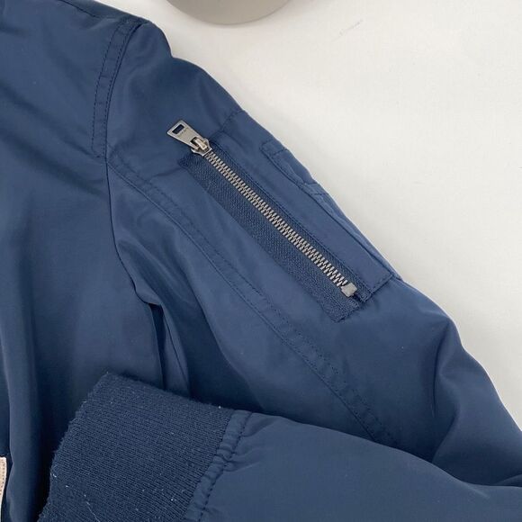 Levi's Iconic‎ Bomber Flight Jacket Water Resistant Nylon Zips Navy Small - Picture 6 of 16